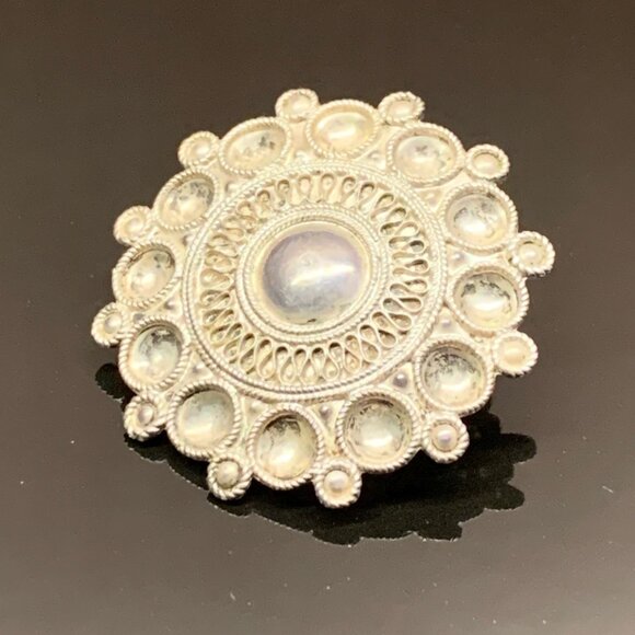 Norwegian Norway Round Traditional Wedding SØLJE' Pin Brooch 830 Silver J852 - Picture 3 of 6